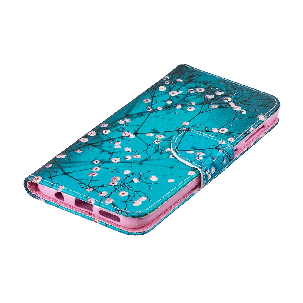 Tampa De Couro Da Aleta Do Plutônio Da Impressão Do Teste Padrão Para A Galáxia A50 De Samsung - Árvore Com Flores-7