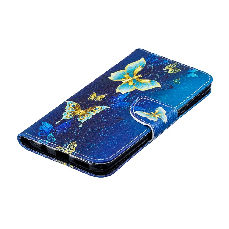 For Samsung Galaxy A50 / A50s / A30s Pattern Printing Leather Stand Wallet Case - Blue Butterflies-7