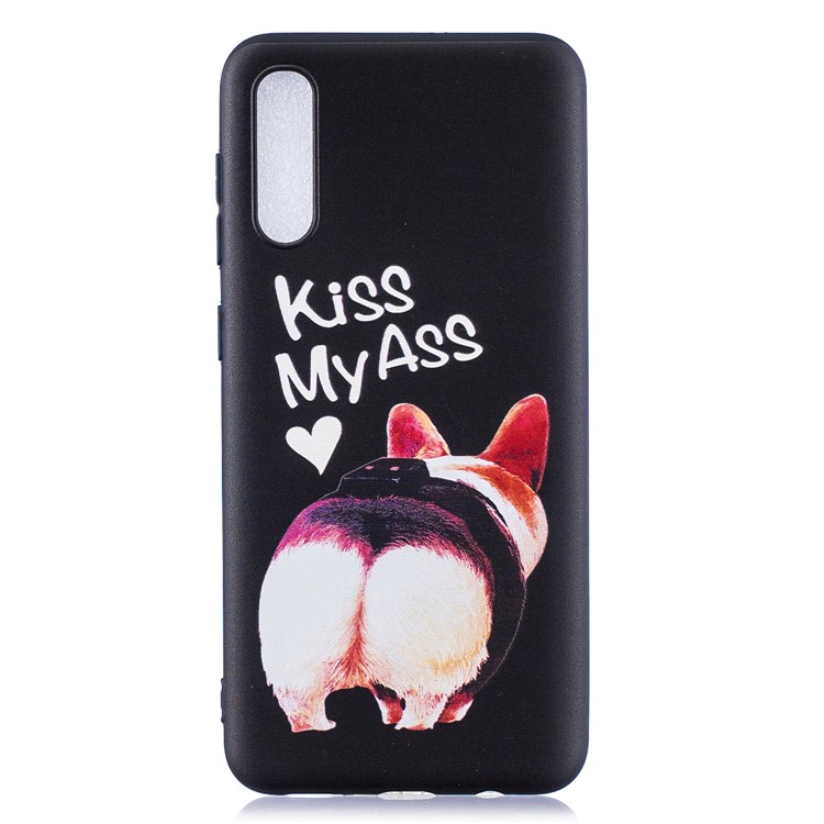 Embossment Patterned TPU Soft Protector Cover Case for Samsung Galaxy A50 - Kiss My Ass-2