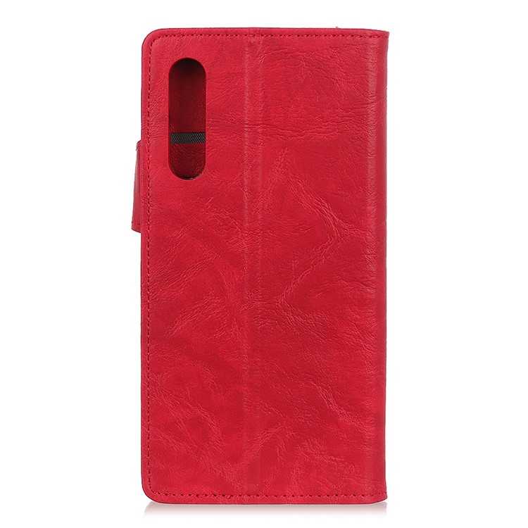 S-shape Crazy Horse Texture Leather Wallet Case for Samsung Galaxy A50 - Red-3