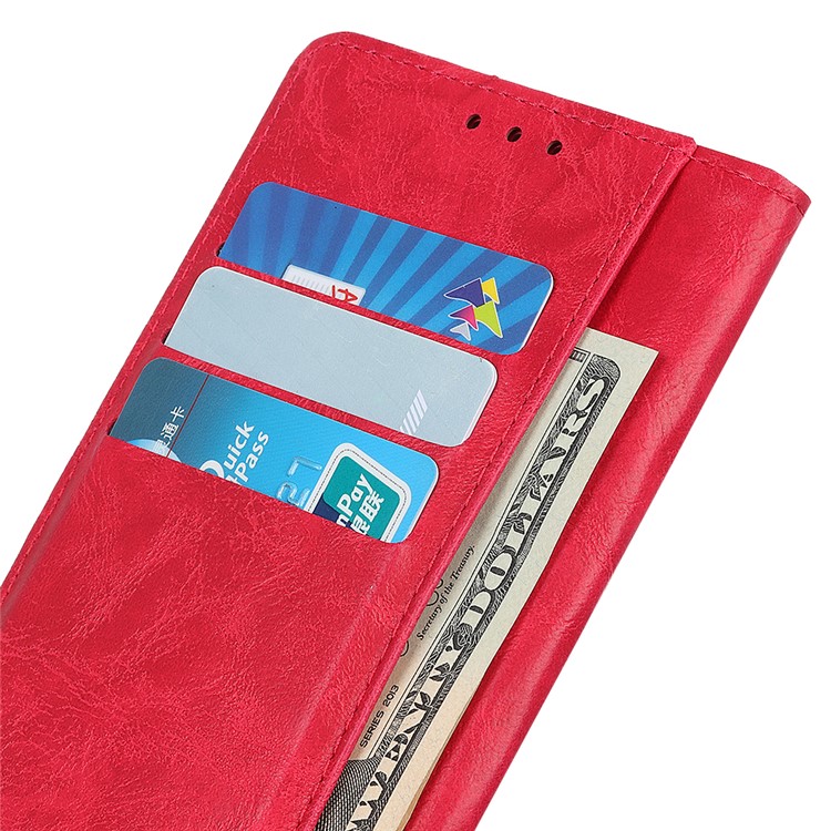 S-shape Crazy Horse Texture Leather Wallet Case for Samsung Galaxy A50 - Red-7