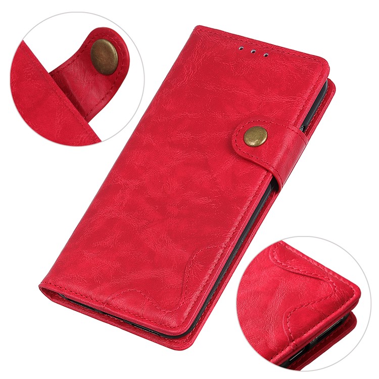 S-shape Crazy Horse Texture Leather Wallet Case for Samsung Galaxy A50 - Red-8