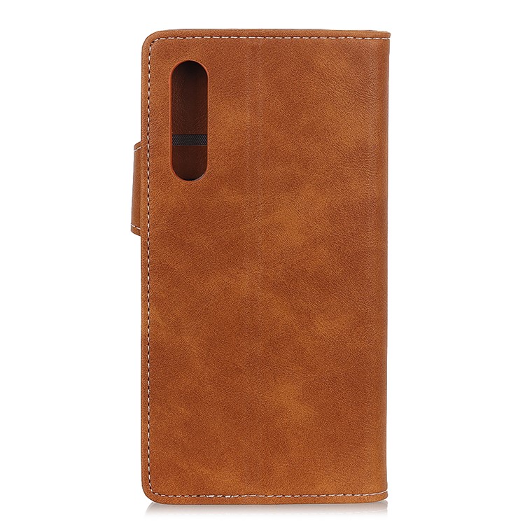 S-shape Textured Leather Wallet Stand Case for Samsung Galaxy A50 - Brown-3