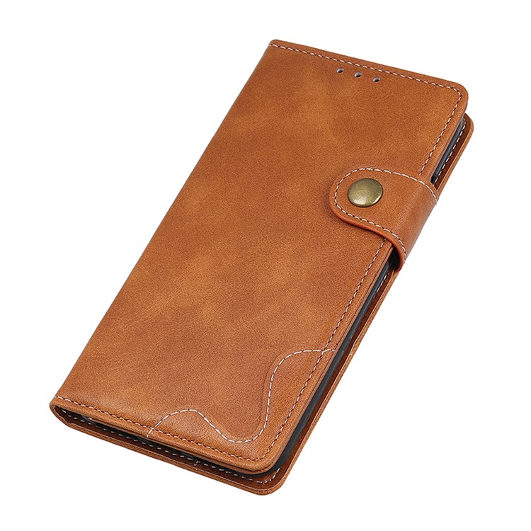 S-shape Textured Leather Wallet Stand Case for Samsung Galaxy A50 - Brown-9