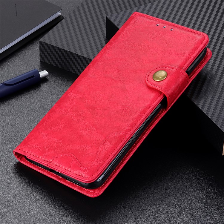 S Shape Crazy Horse PU Leather Stand Case for Samsung Galaxy A40 - Red-12