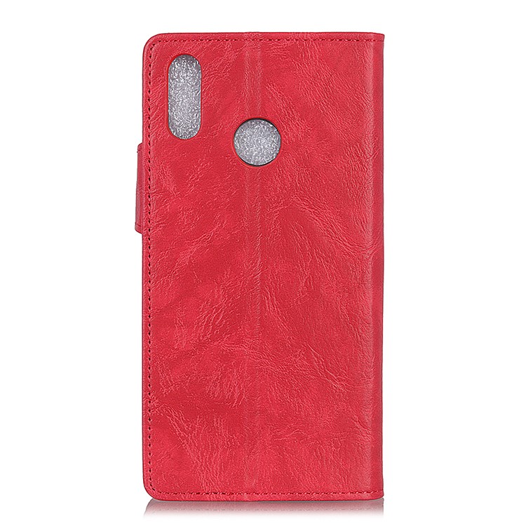 S Shape Crazy Horse PU Leather Stand Case for Samsung Galaxy A40 - Red-4