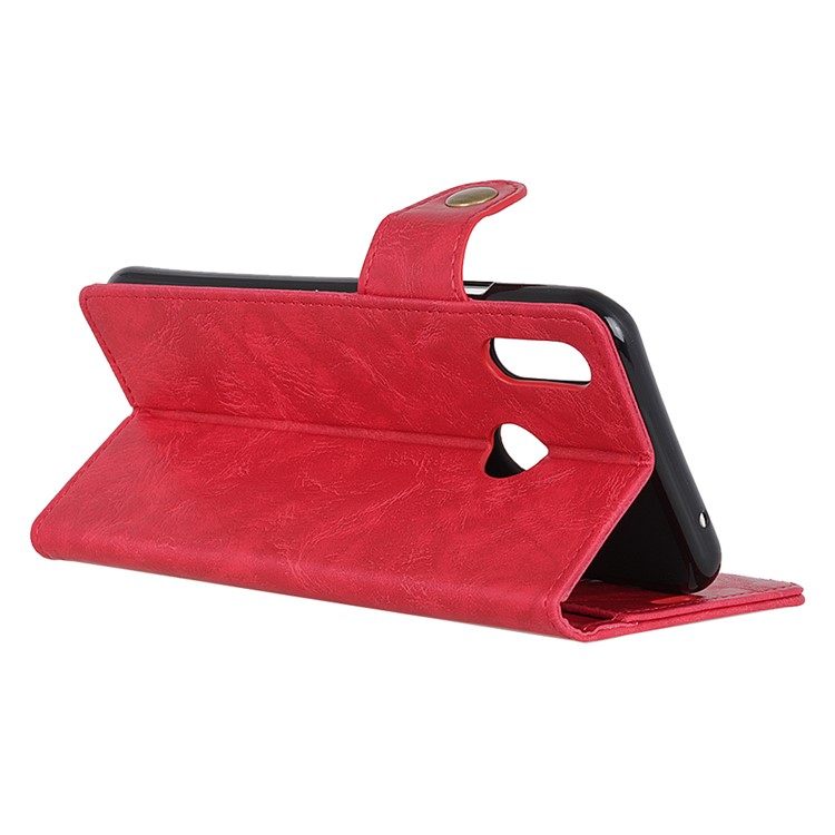 S Shape Crazy Horse PU Leather Stand Case for Samsung Galaxy A40 - Red-5