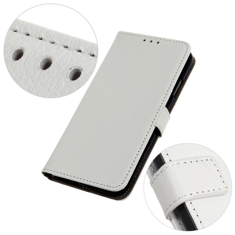 Litchi Texture Wallet Stand Leather Case Accessory for Samsung Galaxy A40 - White-10