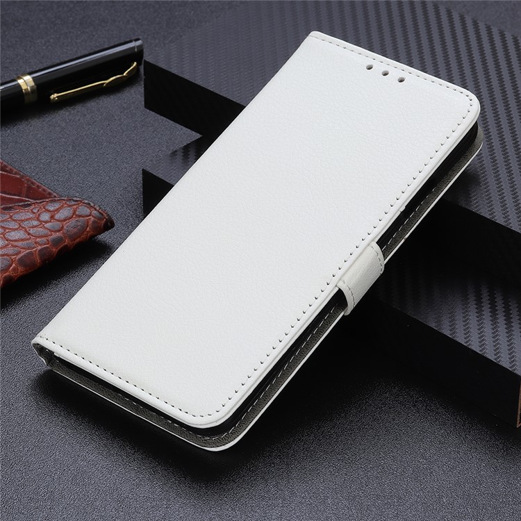 Litchi Texture Wallet Stand Leather Case Accessory for Samsung Galaxy A40 - White-12