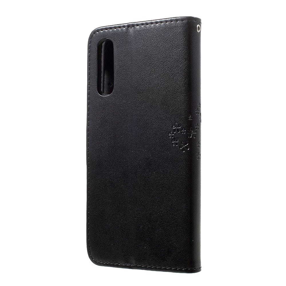Bedrucken Sie Baum-Eulengeldbörsenstandplatz-ledernes Telefongehäuse Für Samsung-Galaxie A50 - Schwarz-2