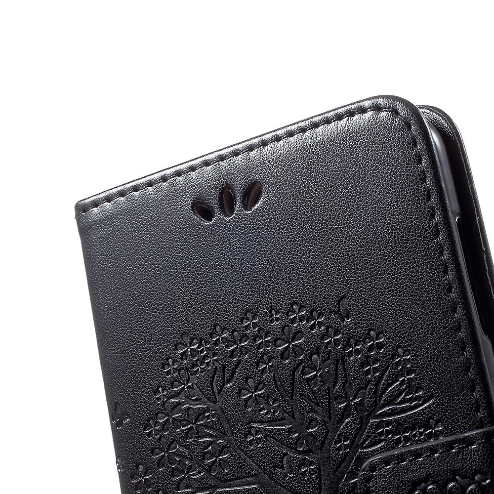 Bedrucken Sie Baum-Eulengeldbörsenstandplatz-ledernes Telefongehäuse Für Samsung-Galaxie A50 - Schwarz-6
