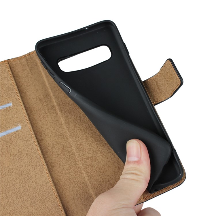 Genuine Split Leather Shell with Stand Wallet for Samsung Galaxy S10-12