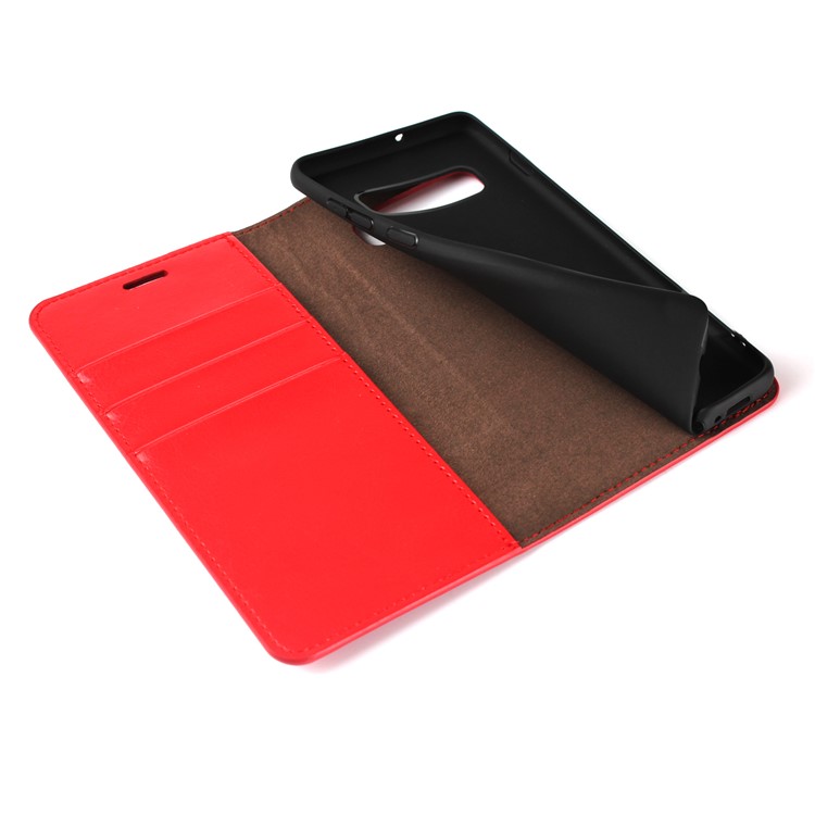 Crazy Horse Genuine Leather Phone Casing with Wallet for Samsung Galaxy S10 Plus - Red-6
