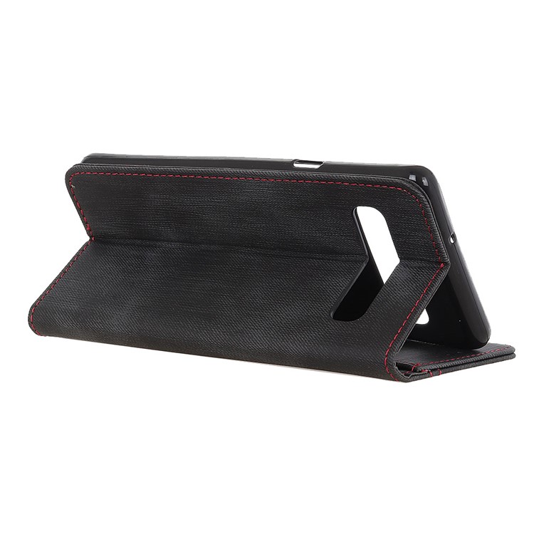 Jeans Cloth Wallet Stand Leather Phone Case for Samsung Galaxy S10 5G - Black-11