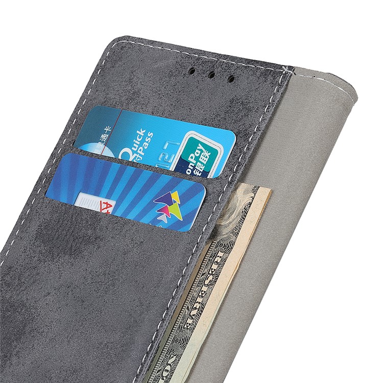 Vintage Style Leather Wallet Case for Samsung Galaxy S10 5G - Grey-7