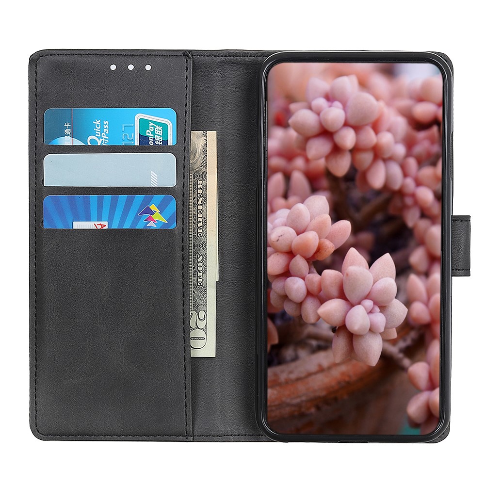 Matte Skin Wallet Leather Stand Case for Samsung Galaxy A50 - Black-4