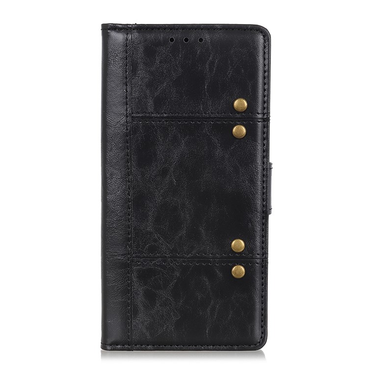 Rivet Decorated Leather Stand Wallet Magnetic Case for Samsung Galaxy A50 - Black-2