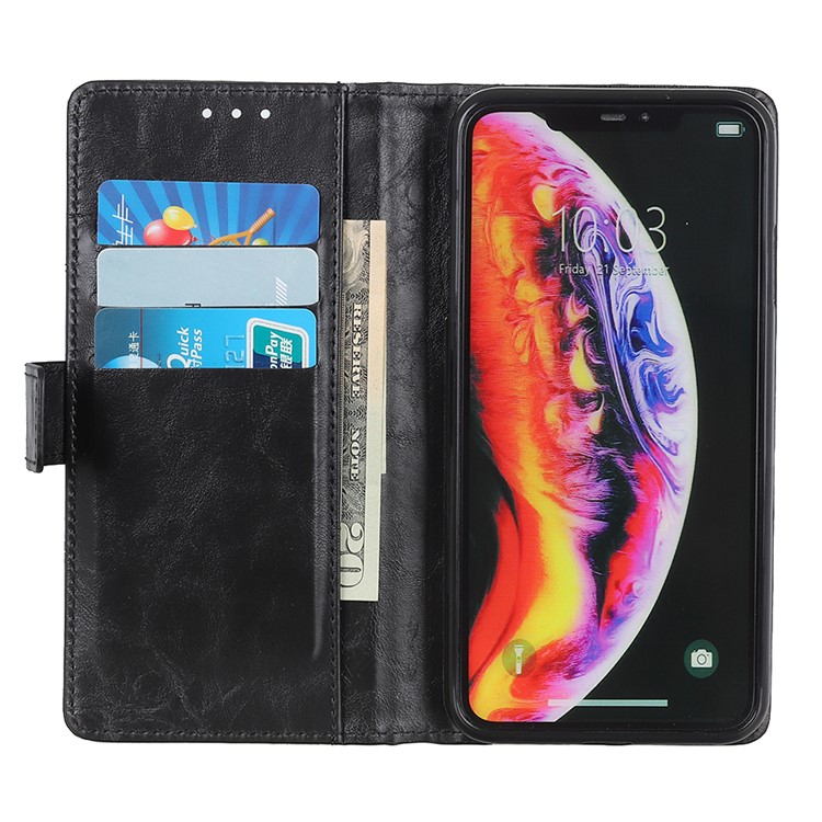 Rivet Decorated Leather Stand Wallet Magnetic Case for Samsung Galaxy A50 - Black-4