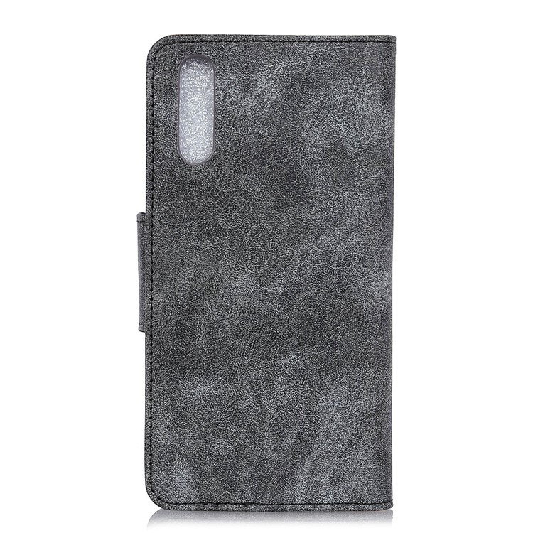 Retro Split Leather Wallet Stand Cover Case for Samsung Galaxy A50 - Grey-3