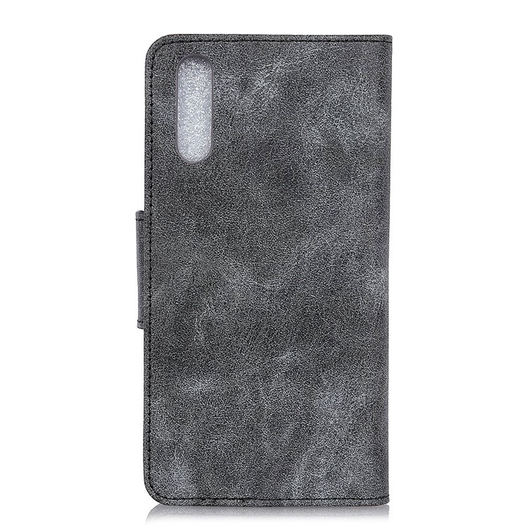 Retro Split Leather Wallet Stand Cover Case for Samsung Galaxy A50 - Grey-3