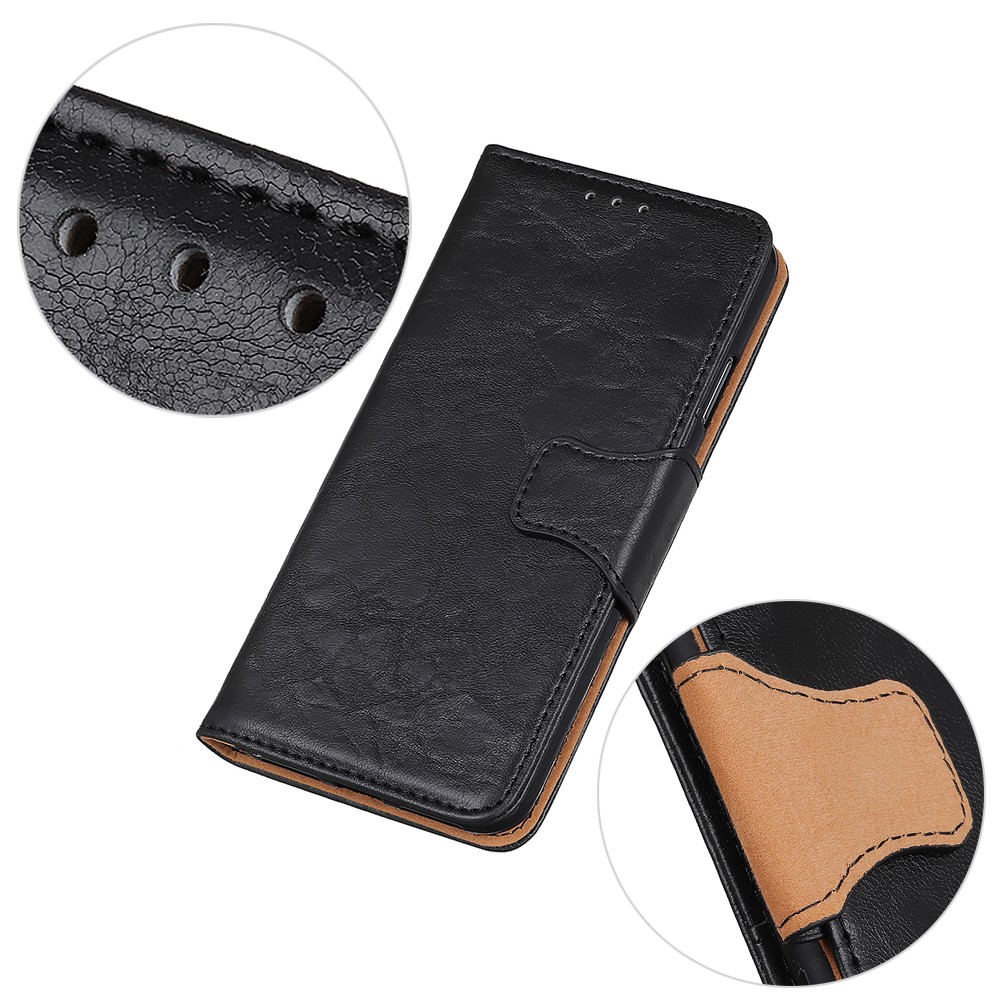 Crazy Horse Magnetic Stand Wallet Split Leather Protective Case for Samsung Galaxy A50 - Black-11