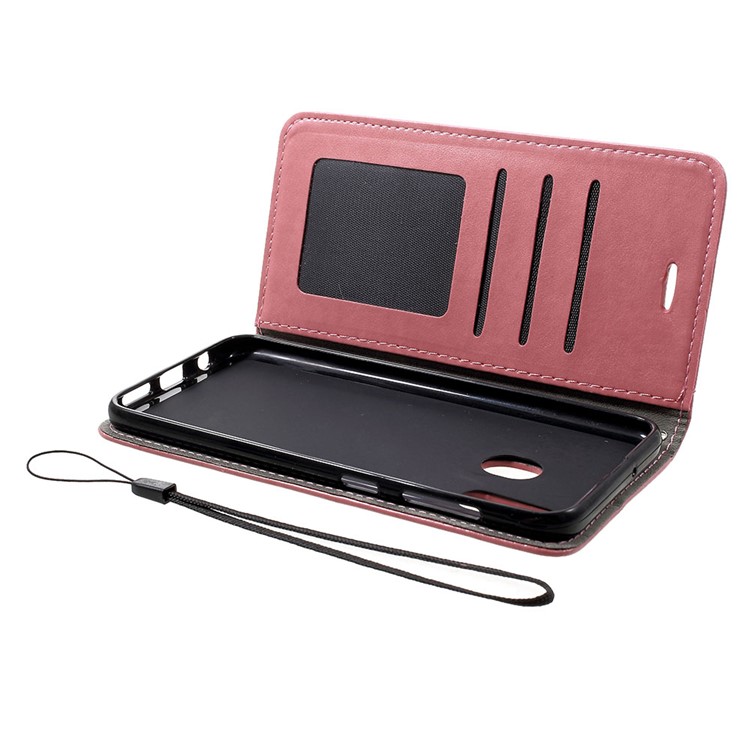Bedruckte Katze Und Fischgräte PU Leder Brieftasche Mit Ständer Für Samsung Galaxy A20 / A30 - Rosa-5