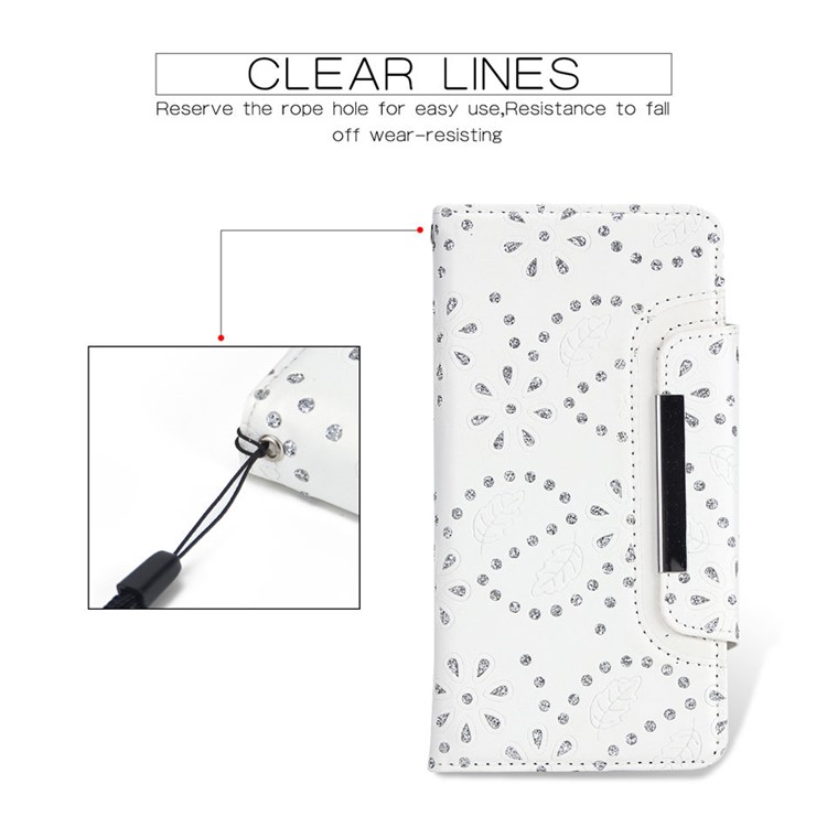 For Samsung Galaxy S10 Detachable Glittery Leaves Flowers Leather Wallet Cover + Inner TPU Case - White-1