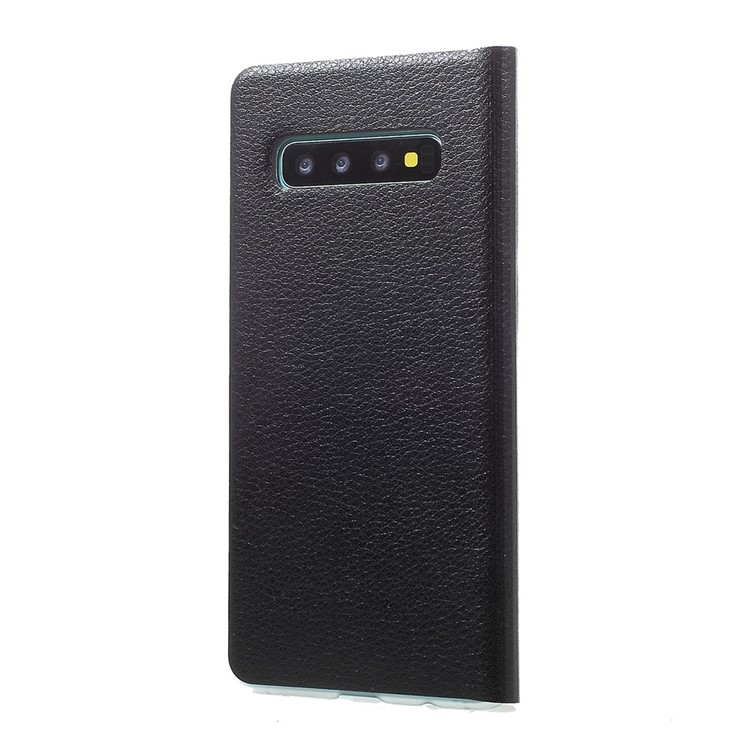 View Window PU Leather Flip Phone Case for Samsung Galaxy S10 Plus - Black-3