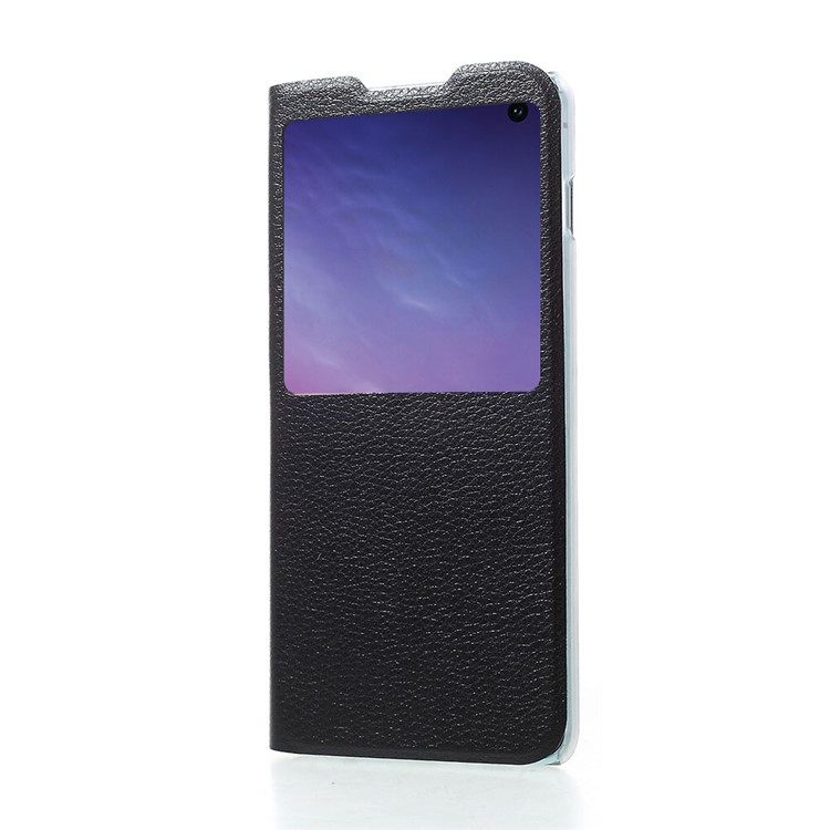 View Window Leather Flip Phone Case Cover for Samsung Galaxy S10 - Black-2