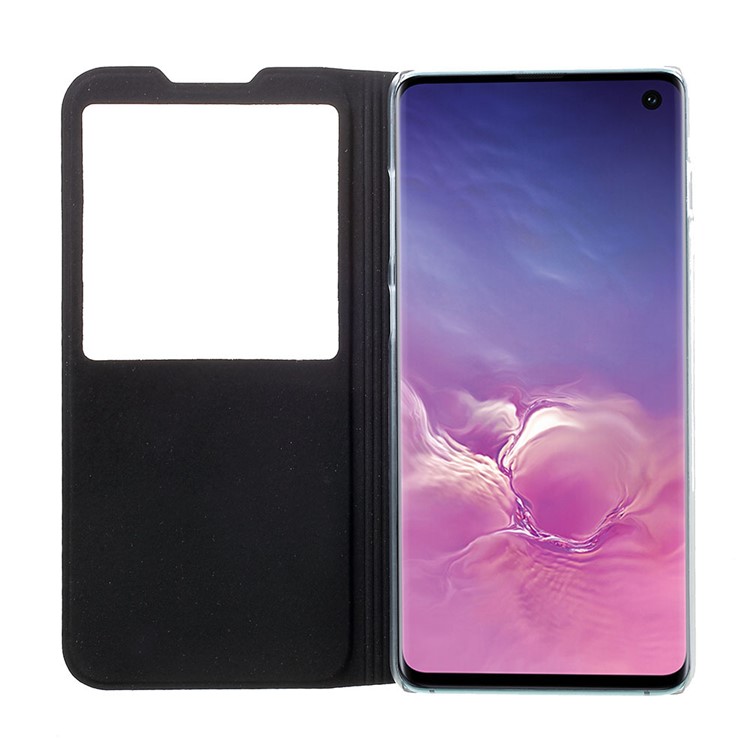 View Window Leather Flip Phone Case Cover for Samsung Galaxy S10 - Black-5