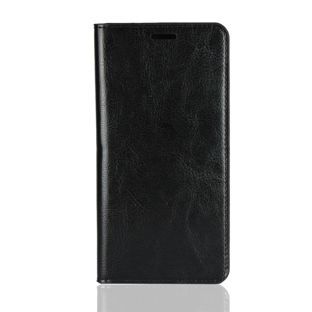 Crazy Horse Wallet Stand Véritable Étui en Cuir Pour Samsung Galaxy S10 Plus - le Noir