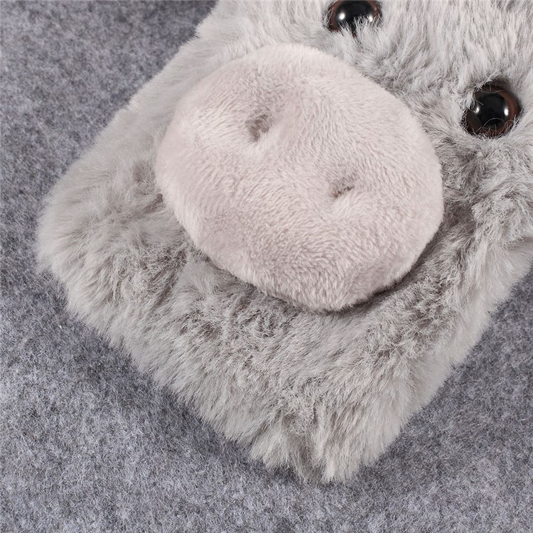 3D Cute Pig Pattern Rhinestone Soft Fur Coated TPU Covering for Samsung Galaxy S10e - Light Grey-5