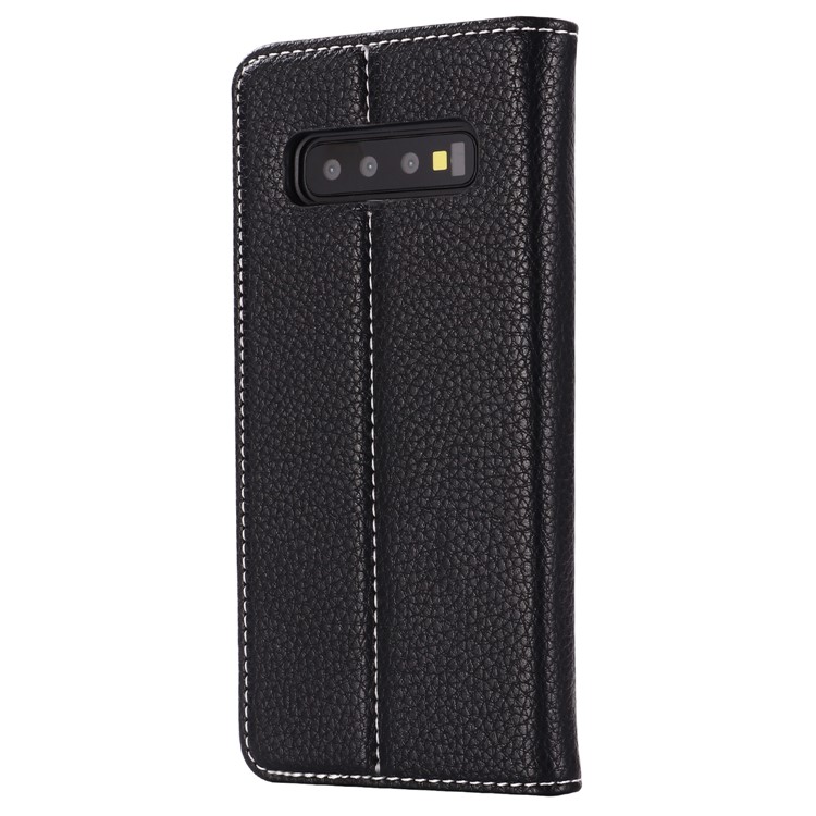 GEBEI Litchi Texture Card Slots Leather Protection Case for Samsung Galaxy S10 Plus - Black-2