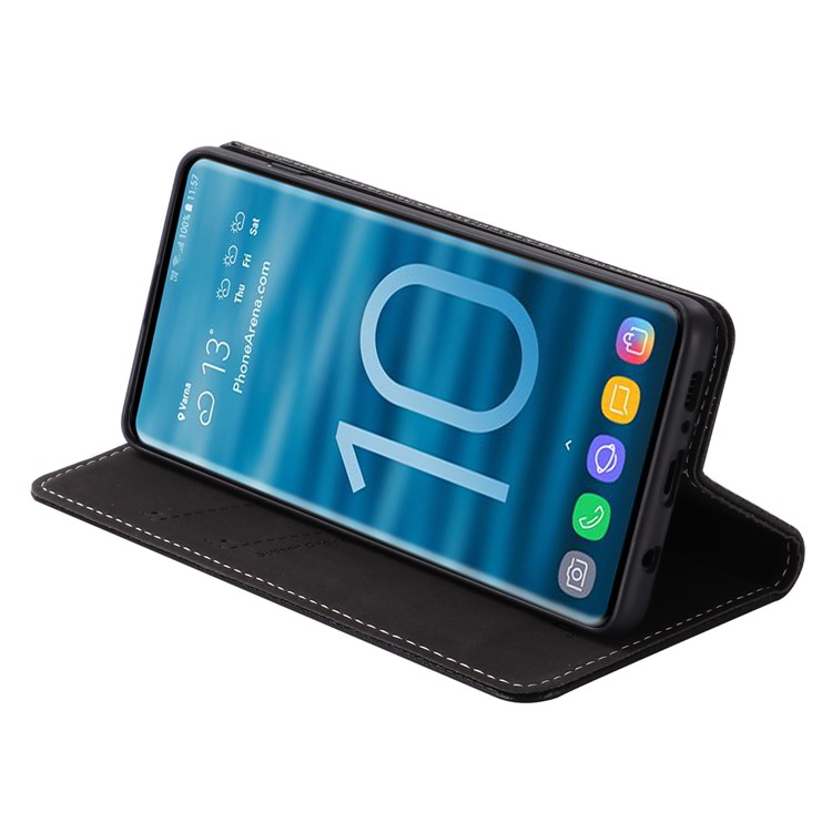 GEBEI Litchi Texture Card Slots Leather Protection Case for Samsung Galaxy S10 Plus - Black-5