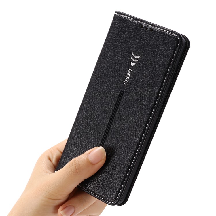 GEBEI Litchi Texture Card Slots Leather Protection Case for Samsung Galaxy S10 Plus - Black-9