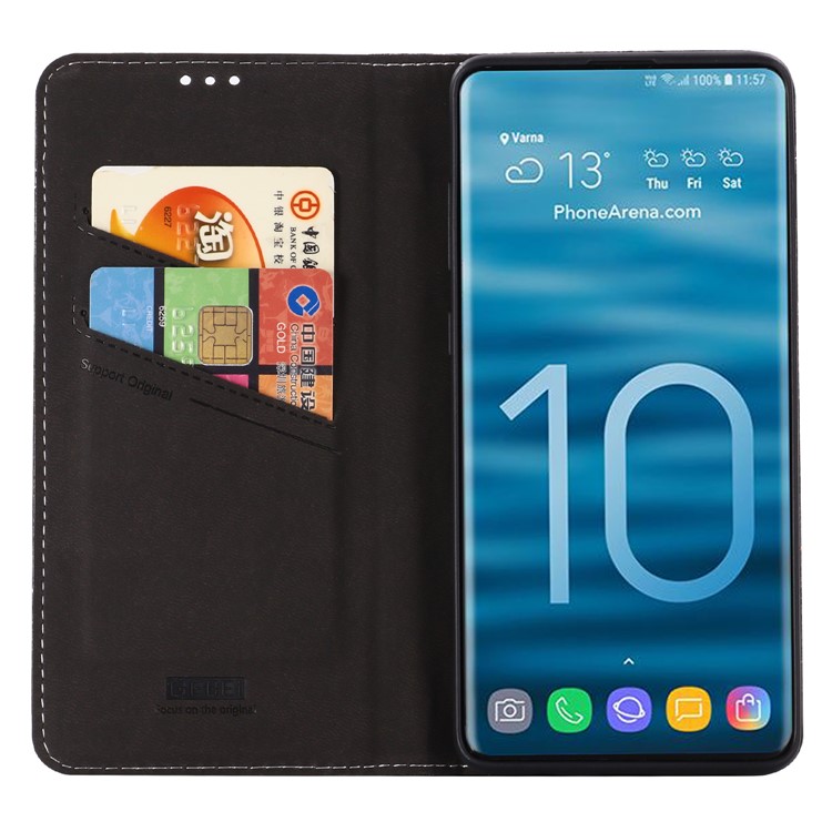 GEBEI Card Holder PU Leather Case with Stand for Samsung Galaxy S10 Plus - Black-4