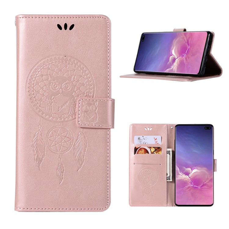 

HAT PRINCE Imprinted Owl Dream Catcher Leather Phone Shell for Samsung Galaxy S10 Plus - Rose Gold, Galaxy S10 Plus