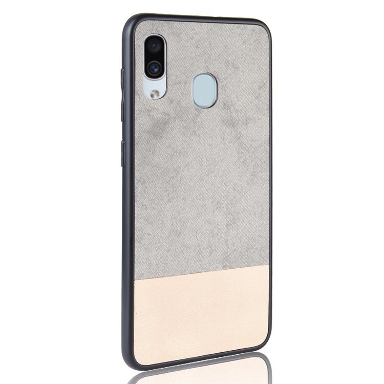 Bi-color Splicing PU Leather Coated PC TPU Hybrid Case Cover for Samsung Galaxy A30 - Grey-3