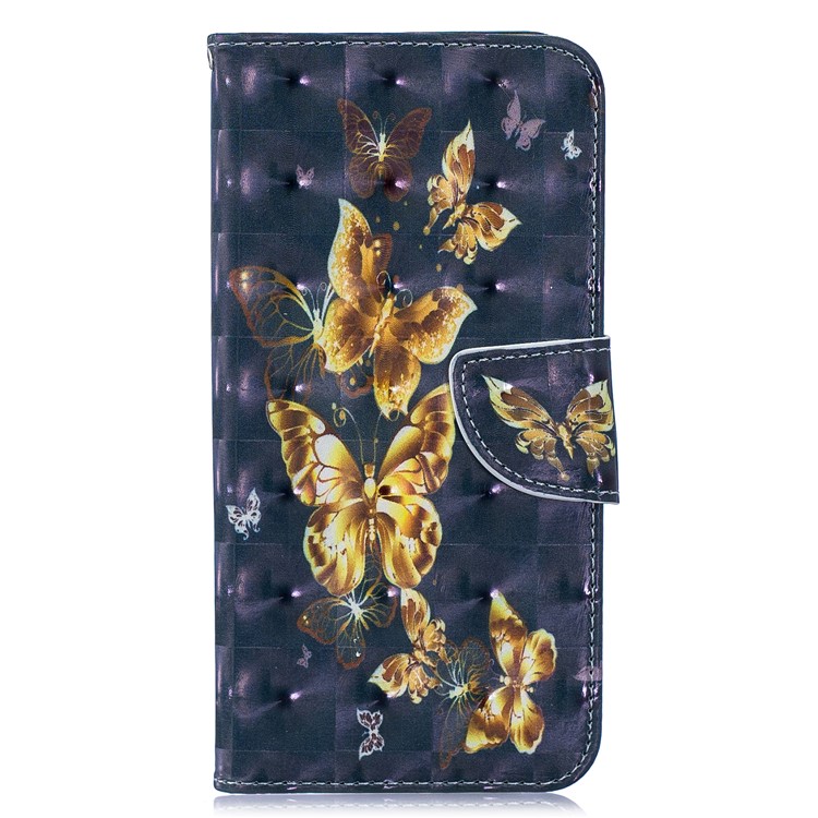 For Samsung Galaxy A10 Pattern Printing PU Leather Mobile Phone Cover - Gold Butterfly-2