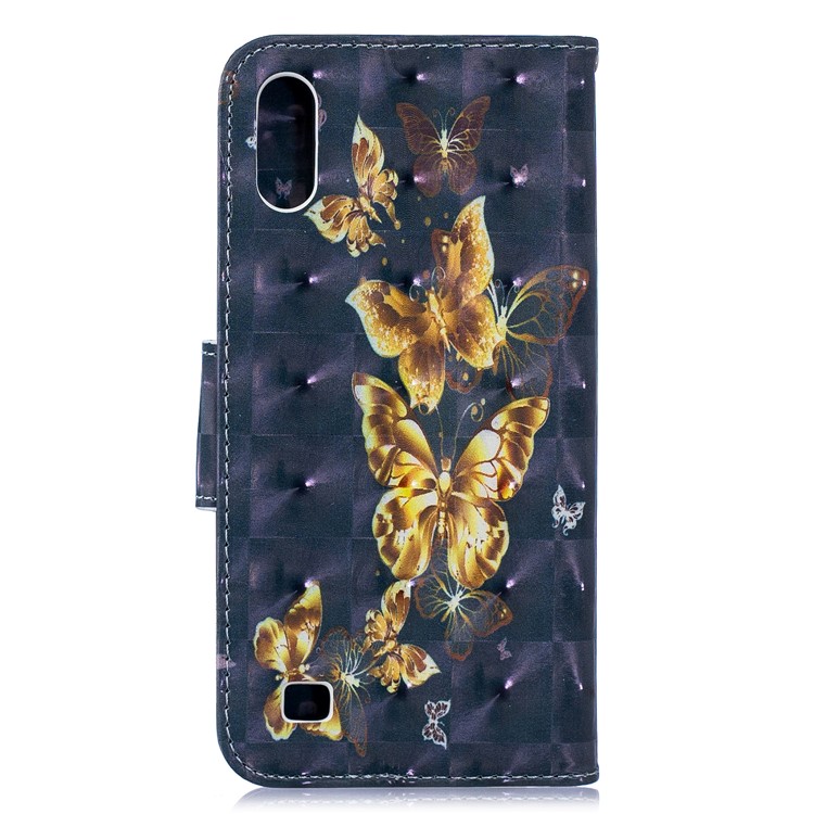 For Samsung Galaxy A10 Pattern Printing PU Leather Mobile Phone Cover - Gold Butterfly-3