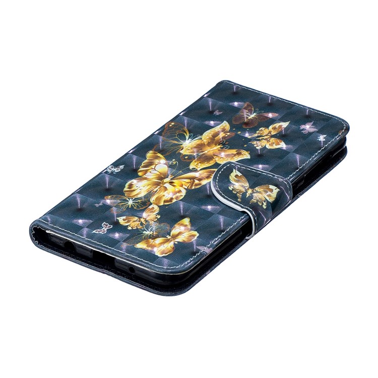 For Samsung Galaxy A10 Pattern Printing PU Leather Mobile Phone Cover - Gold Butterfly-6