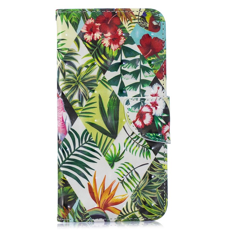 Para Samsung Galaxy A10 Padrão Impressão PU Couro Capa De Telefone Celular - Flor E Folha-2