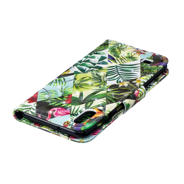 Para Samsung Galaxy A10 Padrão Impressão PU Couro Capa De Telefone Celular - Flor E Folha-7