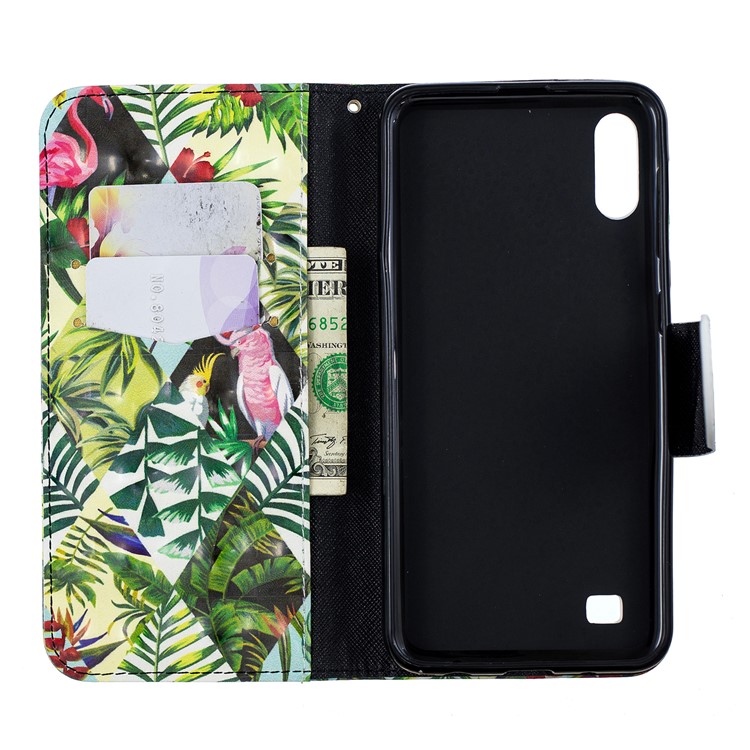 Para Samsung Galaxy A10 Padrão Impressão PU Couro Capa De Telefone Celular - Flor E Folha-8