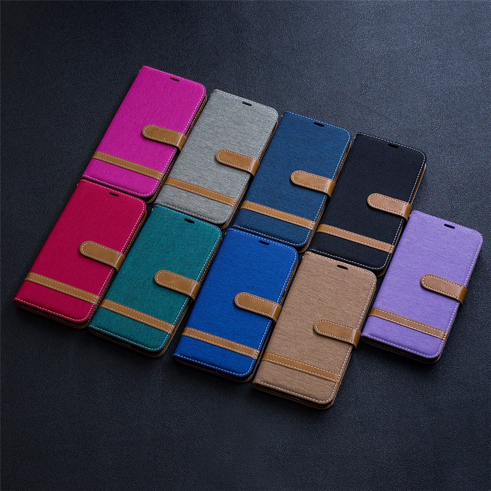 Funda De Piel Con Soporte De Una Variedad De Pantalones De Tela Color Jeans Para Samsung Galaxy A10 - Negro-11