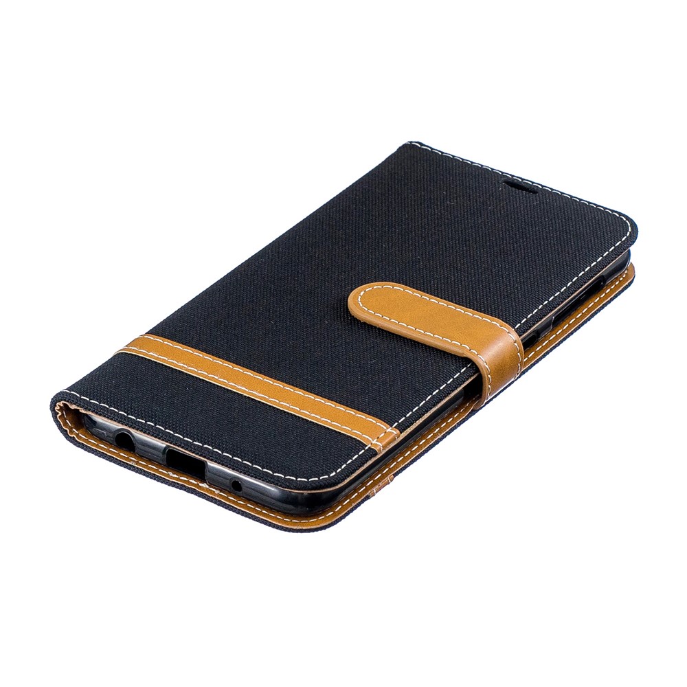 Funda De Piel Con Soporte De Una Variedad De Pantalones De Tela Color Jeans Para Samsung Galaxy A10 - Negro-6