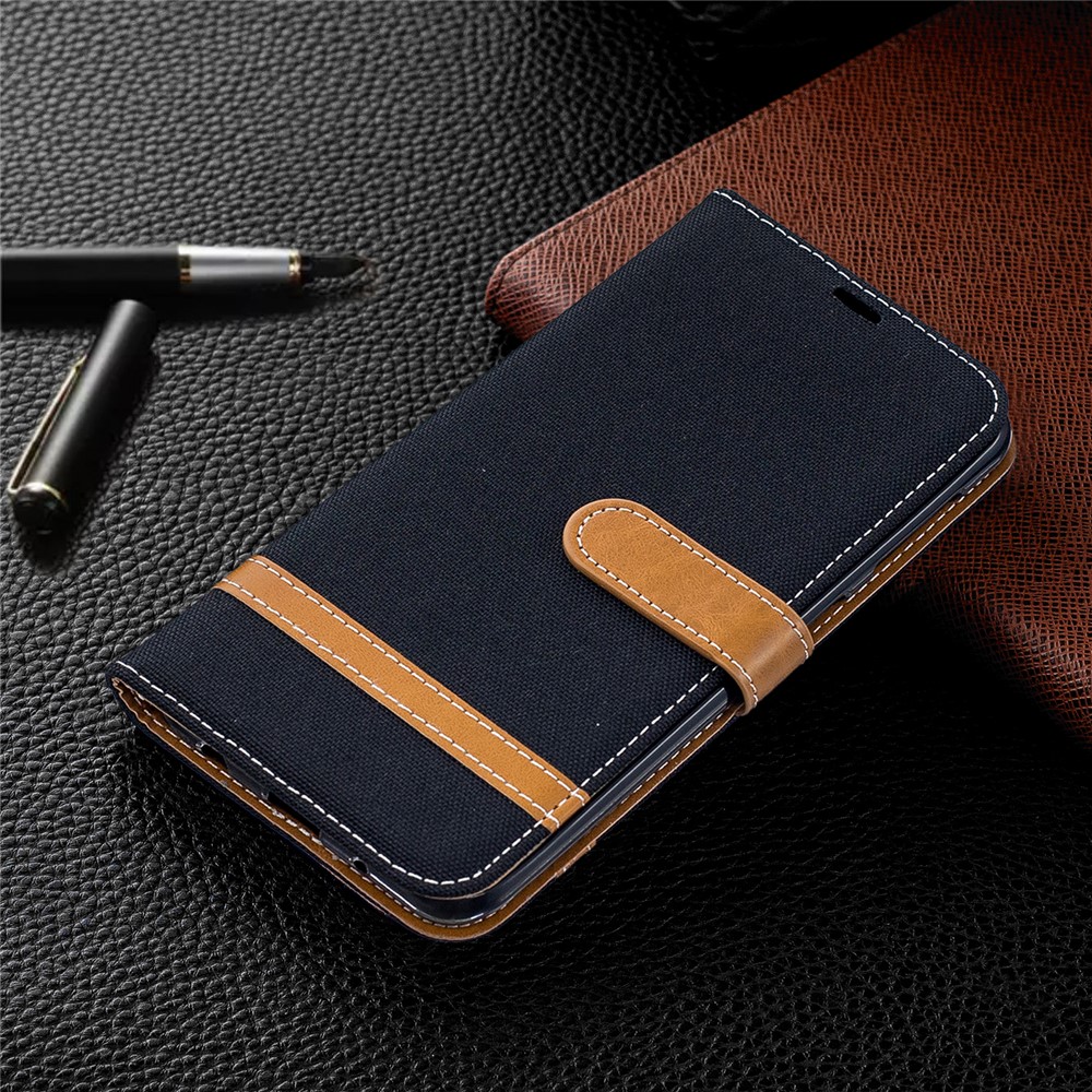 Funda De Piel Con Soporte De Una Variedad De Pantalones De Tela Color Jeans Para Samsung Galaxy A10 - Negro-9