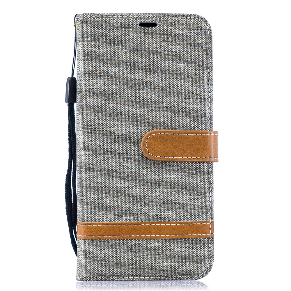 Sortierte Farbe Jeans Tuch Geldbörse Stand Ledertasche Für Samsung Galaxy A10 - Grau-4