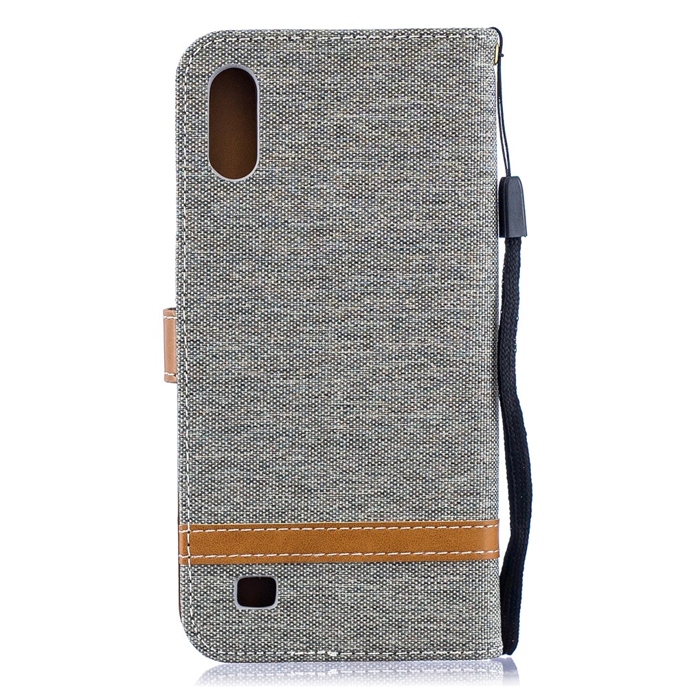 Sortierte Farbe Jeans Tuch Geldbörse Stand Ledertasche Für Samsung Galaxy A10 - Grau-5