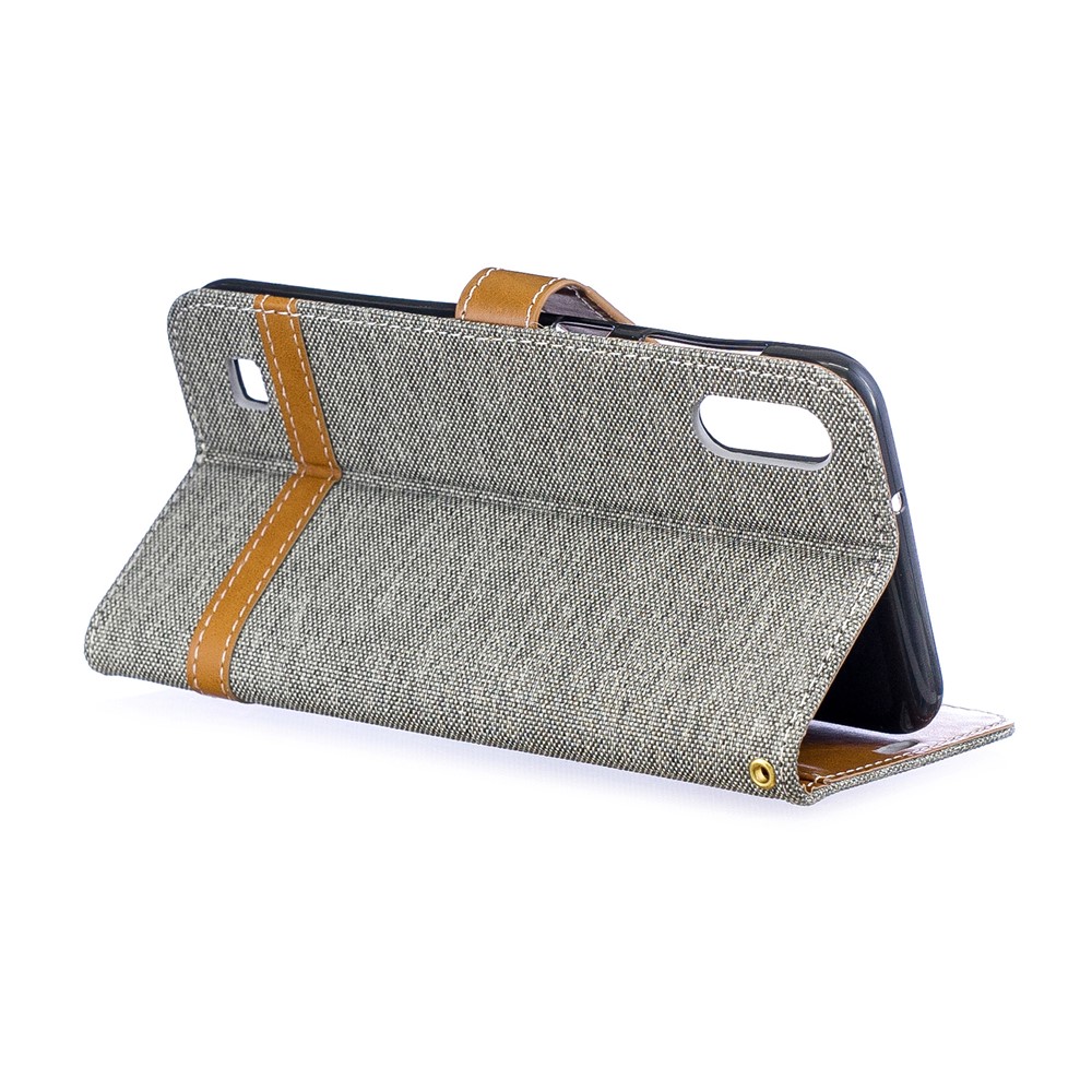 Sortierte Farbe Jeans Tuch Geldbörse Stand Ledertasche Für Samsung Galaxy A10 - Grau-6